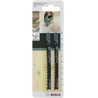 Пилки для лобзика BOSCH T144 D, HCS, 2 шт (2609256718)