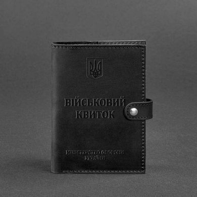 Шкіряна обкладинка-портмоне для військового квитка 15.0 чорна Crazy Horse, натуральна шкіра Crazy Horse, прозора перегородка - пластифікований ПВХ (полівінілхлорид)