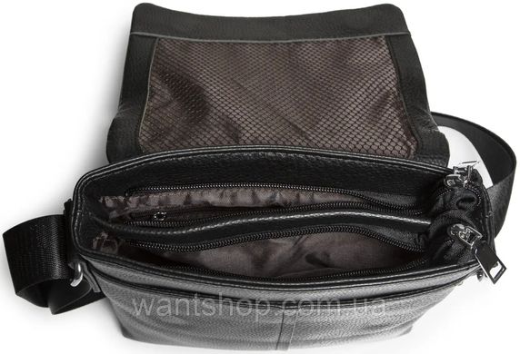 Чоловіча шкіряна сумка-месенджер Tiding Bag 75-1271 Чорна, Черный
