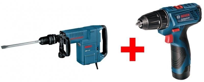 Відбійний молоток Bosch GSH 11 E + Акумуляторна дриль-шуруповерт Bosch GSR 120-LI Professional (0611316708А)