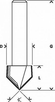 Фреза V-образная пазовая Bosch 8 мм, 12,7&times;10&times;44,5 мм 90 (2608629369)
