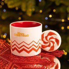 Чашка порцелянова новорічна Merry Christmas 350 (мл) Біла з червоним Yiwu FM-CS-51WR, Білий