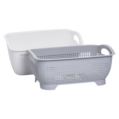 Кошик-друшлак 2 в 1 для миття овочів, фруктів і зелені 29,5&times;21&times;11 (см) Білий HP-45-6W, Білий