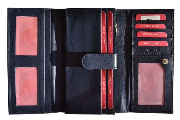 Женский кожаный кошелек Italian fabric bags 8050 dark blue