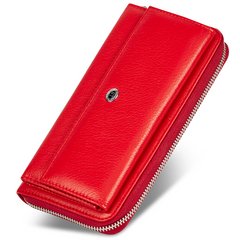 Рожевий жіночий гаманець-клатч з натуральної шкіри з блоком для карт ST Leather ST024, Червоний