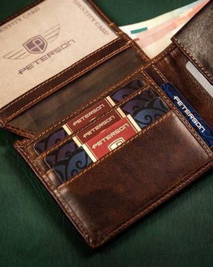 Кошелек мужской кожаный Peterson PTN WL-1012-COM-5099 темно-коричневый