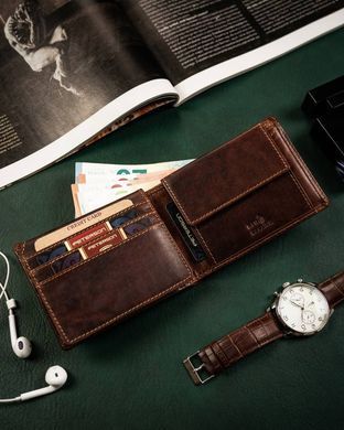 Кошелек мужской кожаный Peterson PTN WL-1012-COM-5099 темно-коричневый