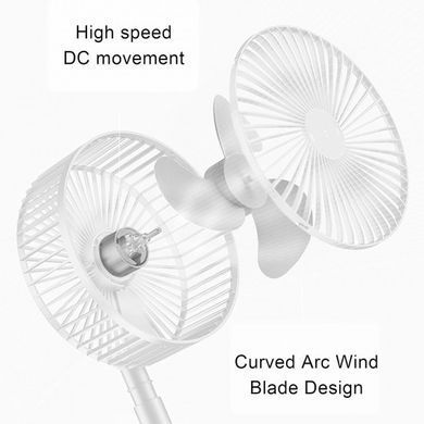 Складаний вентилятор акумуляторний на ніжці Telescopic Folding Fan з USB зарядкою, Білий