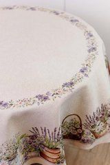 Кругла гобеленова скатертина на стіл Provence D160 см, 95х100 см, 180, Квіткові