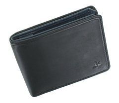 Кошелек мужской кожаный Visconti PLR72 Segesta c RFID Black-Steel Blue