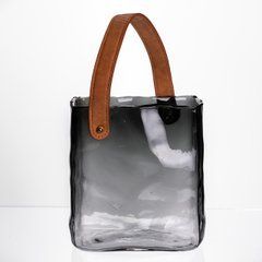 Скляна ваза сумочка з ручкою 16&times;8&times;18.5 (см) декоративна Сірий HP-19-156-2, серый