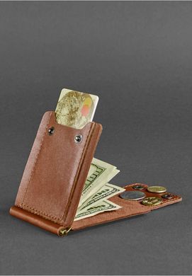 Мужское кожаное портмоне светло-коричневое 10.0 зажим для денег