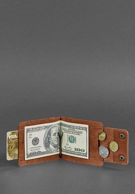 Мужское кожаное портмоне светло-коричневое 10.0 зажим для денег