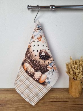 Пасхальное вафельное полотенце Корзина с курицей 33х60 см