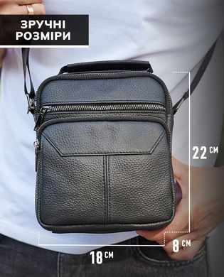 Мужской кожаный мессенджер 18x22x8, сумка планшет через плечо Tiding Bag A25F-1519A черный