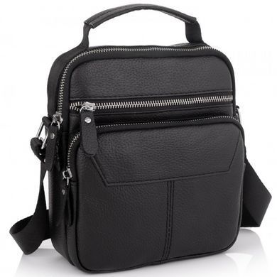 Мужской кожаный мессенджер 18x22x8, сумка планшет через плечо Tiding Bag A25F-1519A черный