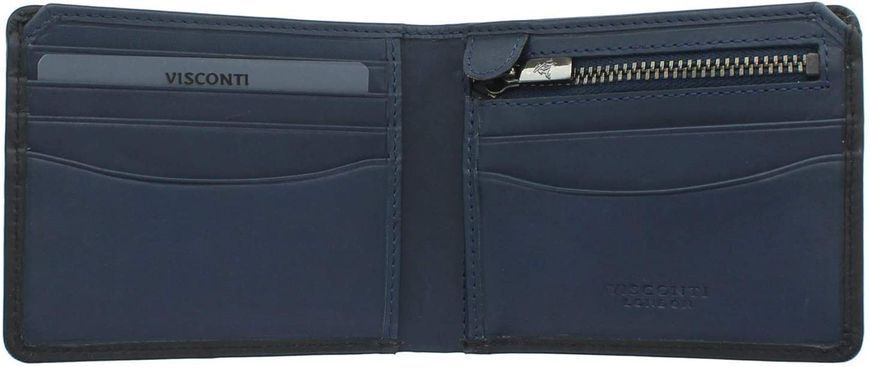 Гаманець чоловічий шкіряний Visconti PLR72 Segesta c RFID Black-Steel Blue
