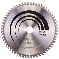 Пиляльний диск Bosch Optiline Wood 250×3,2×30 мм, 60 KW (2608640665)