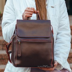 Бордовий жіночий рюкзак із натуральної шкіри Tiding Bag — 54451