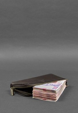 Шкіряне портмоне-купюрник на блискавці 14.0 темно-коричневе, натуральна шкіра Краст