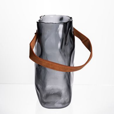 Подарункова скляна ваза сумочка з ручкою 18&times;9&times;25 (см) декоративна Сірий HP-19-157-2, серый
