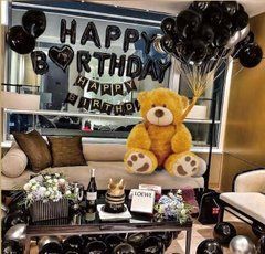 Набір повітряних куль для фото на день народження Happy Birthday (чорний), Черный