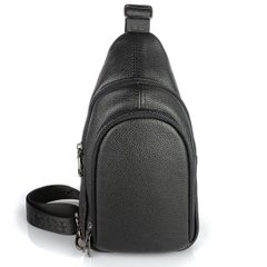Рюкзак-слінг чоловічий на одне плече Tiding Bag TD-2418 з натуральної шкіри, Черный