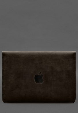 Чохол-конверт із клапаном шкіра+фетр для MacBook 15" Темно-коричневий Crazy Horse