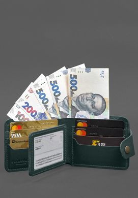 Шкіряне портмоне 9.1 Зелений, Зелений, натуральна шкіра Краст