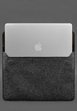 Чохол-конверт із клапаном шкіра+фетр для MacBook 15" Темно-коричневий Crazy Horse