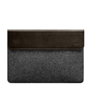 Чохол-конверт із клапаном шкіра+фетр для MacBook 15" Темно-коричневий Crazy Horse
