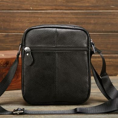 Мужская кожаная сумка планшет 18х21х7, барсетка через плечо Tiding Bag LA3314-1BL черная