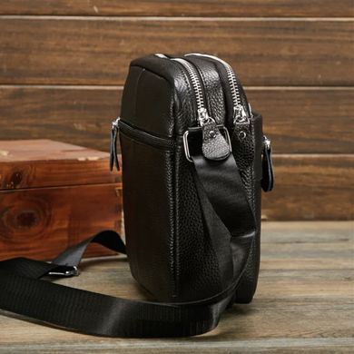 Мужская кожаная сумка планшет 18х21х7, барсетка через плечо Tiding Bag LA3314-1BL черная