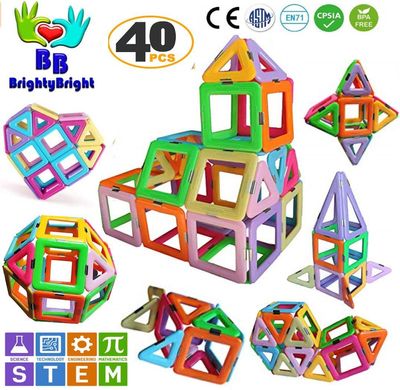 Дитячий магнітний конструктор на 40 деталей Brighty Bright 3D магніти супер вдосконалений магніт