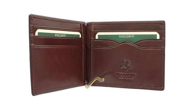 Мужской кожаный зажим для купюр Visconti MZ2 AURIC IT BRN