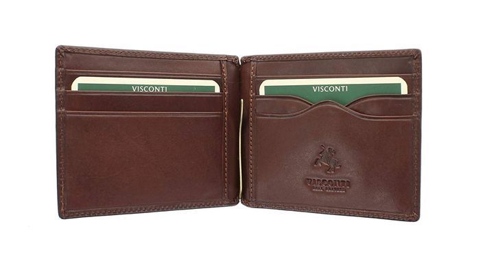 Мужской кожаный зажим для купюр Visconti MZ2 AURIC IT BRN