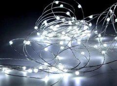 Гірлянда світлодіодна роса на батарейках і USB 10 м, 100 LED (Білий), Білий