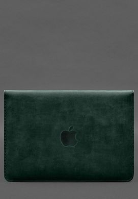 Чохол-конверт із клапаном шкіра+фетр для MacBook 16" Зелений Crazy Horse, Зелений