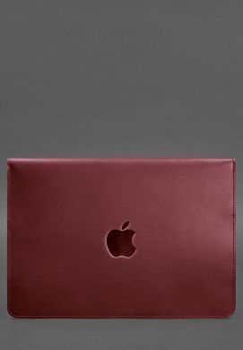 Шкіряний чохол-конверт на магнітах для MacBook 15-16 дюйм Бордовий Crazy Horse, Бордовый