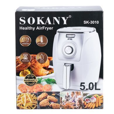 Аерофритюрниця Sokany SK-3010 на 5 літрів, 1500 Вт біла