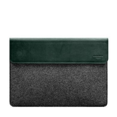 Чохол-конверт із клапаном шкіра+фетр для MacBook 16" Зелений Crazy Horse, Зелений