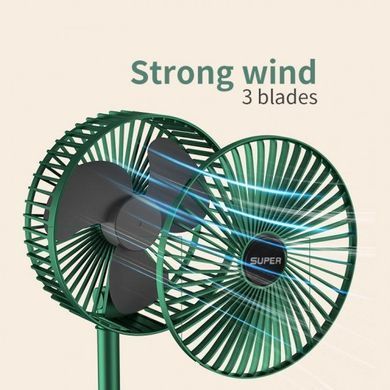 Складаний вентилятор акумуляторний на ніжці Telescopic Folding Fan з USB зарядкою Green, Зелений