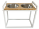 Миски на подставке для собак с регулируемой высотой Loft White Natural Wood M &ndash; 42x22x25см