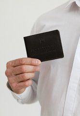 Шкіряна обкладинка для посвідчення учасника бойових дій (УБД) темно-коричнева, натуральна шкіра Краст, прозорі перегородки - пластифікований ПВХ (полівінілхлорид)