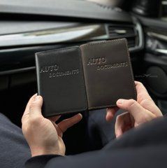 Шкіряна обкладинка для автодокументів, Черный