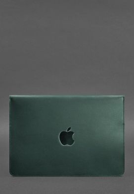 Кожаный чехол-конверт на магнитах для MacBook 14 Зеленый Crazy Horse
