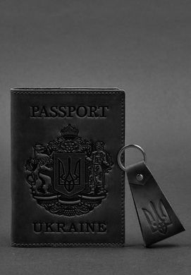 Подарочный набор кожаных аксессуаров с украинской символикой черный