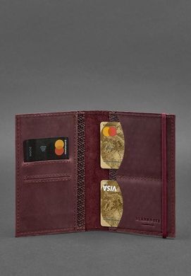 Кожаная обложка для паспорта 2.0 бордовая Карбон