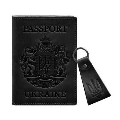 Подарочный набор кожаных аксессуаров с украинской символикой черный