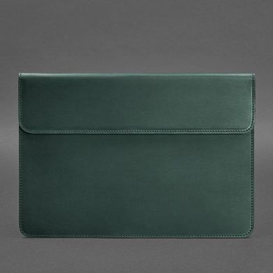 Кожаный чехол-конверт на магнитах для MacBook 14 Зеленый Crazy Horse